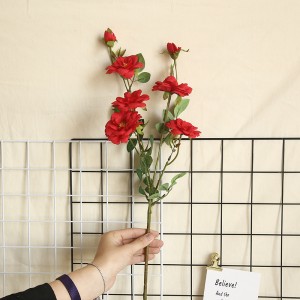 MW15188 Poceni umetna plastična roža Ena vrtnica Mešana barva Rdeče vrtnice Cvet
