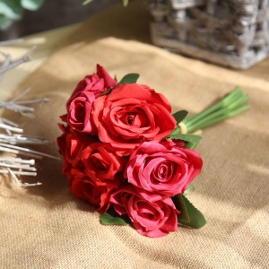 GF12504 kunstig blomst fabrikk rose bukett bryllup dekorasjon blomsterbrud laget i Kina