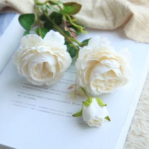 MW51010 ການຕົບແຕ່ງງານແຕ່ງງານທຽມດອກໄມ້ຂີ້ຝຸ່ນສີບົວຍາວຜ້າໄຫມ Roses ລໍາດຽວມີຕາ