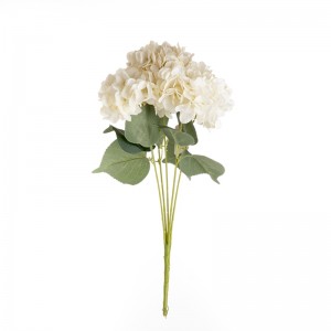 MW52715 Tecido Artificial de alta calidade, ramo de hortensias de cinco flores, 18 cores dispoñibles para decoración de bodas