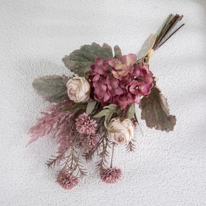 CF01204 Ramo de hortensias de diente de león de rosa artificial de nuevo diseño para decoración de bodas en el jardín
