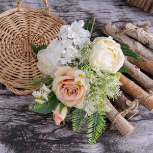 CF01332 Xina Venda directa de fàbrica de tela d'hortensia de seda artificial Ram de roses de peonia amb accessoris de plàstic per a la decoració del casament