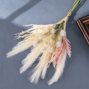 CF01322 Bouquet da sposa fila di fiori da sposa decorazione di piante personalizzato all'ingrosso seta artificiale pampa palla di plastica crisantemo