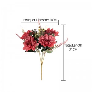 MW95003 Nuwe ontwerp kunsmatige blomstof Dahlia-boeket beskikbaar in 3 kleure vir huisversiering trouversiering