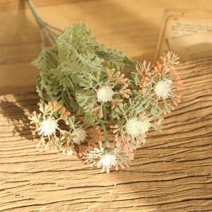 MW73783 Paquetes de crisantemo de plástico barato con cinco tenedores, ramo de flores de césped Artificial, decoración de fondo de pared para fiesta para boda