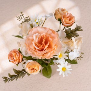 MW55507 őszi rózsa csokor Művirágos selyem rózsák esküvői bulihoz, úti ólom virágállvány díszítések
