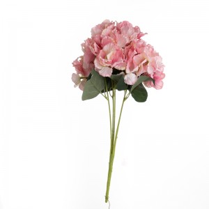 Bouquet d'hortensias à cinq fourches en tissu artificiel, longueur 46cm, pour fournitures de mariage, offre spéciale, MW52707