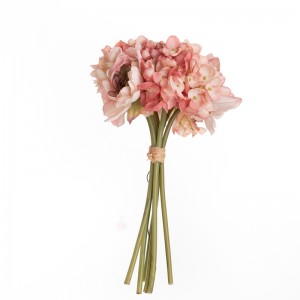 دسته گل پارچه ای مصنوعی محبوب MW52709 از 2 گل کوکب و 3 گل ادریسی برای دسته گل عروس