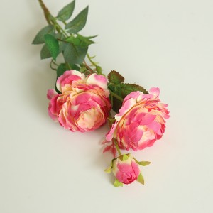 MW51010 Wedding Decoration Artificial Flower Dusty Pink Long Silk Roses Single Stems With Buds