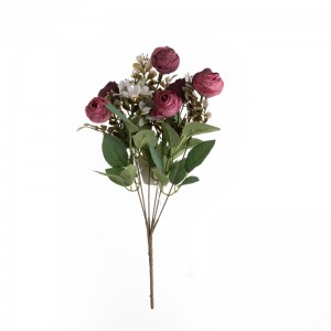 MW83506 Popularno prodana umjetna tkanina s 8 cvjetnih glava, grozd ruža, 6 boja dostupnih za dekoraciju vjenčanja kod kuće