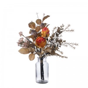 CF01278 Jauna dizaina mākslīgā auduma kaltētu rožu ķekars ar putu magoņu augļu zīda lapām mājas ravēšanas ballīšu dekorēšanai