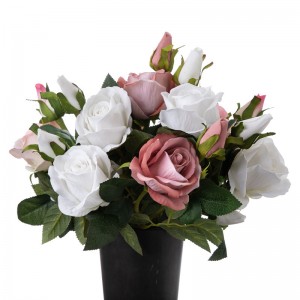 MW03334 Красива сватбена украса Естествена роза изкуствено цвете Дълго стъбло Кадифе спрей за продажба