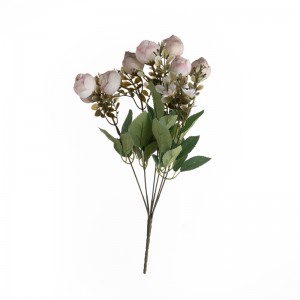 MW83506 Hot Selling Artificial Fabric 8 Flower Head Rose Bunch 6 වර්ණ නිවසේ සාදයේ මංගල සැරසිලි සඳහා ඇත