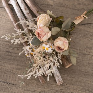MW57894 Винтажные искусственные розы из шелковых цветов, букеты для свадебных букетов, украшение для дома, кухни, сада, вечеринки