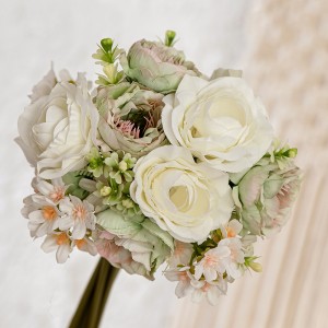 MW83111 Надійний і хороший весільний букет з шовкової тканини, штучна троянда, лотос, гортензія, весільний букет, наречена, яка тримає квіти для весілля