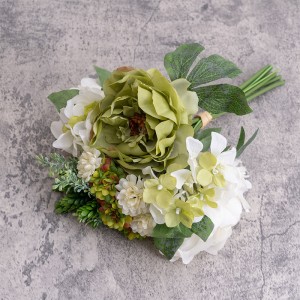 دسته گل عروس با لوازم جانبی سبز پلاستیکی برای تزیین عروسی DY7-15 دست ساز دست ساز از ابریشم تقلبی دسته گل صد تومانی بزرگ