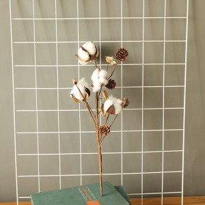 MW61208 4heads Artificial Flower Natural Cotton Branch Flower don kayan ado na gida