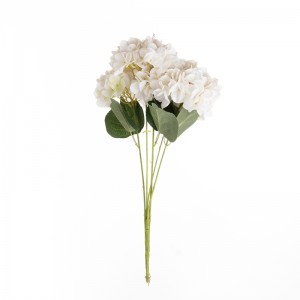 MW52715 Tecido Artificial de alta calidade, ramo de hortensias de cinco flores, 18 cores dispoñibles para decoración de bodas
