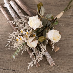 MW57894 Buqeta me lule mëndafshi me trëndafil artificial të cilësisë së mirë për buqeta dasmash Dekorim për festën e kopshtit të kuzhinës së shtëpisë