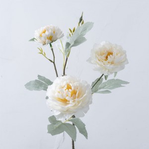 MW64234 Veľká hodvábna umelá ružová pivónia aranžmán Tri kvety Svadobná svadobná kytica