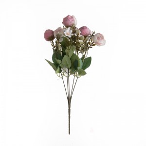 MW83506 Vânzare fierbinte țesătură artificială 8 capete de flori Buchet de trandafiri 6 culori disponibile pentru decorarea de nuntă la petrecere acasă