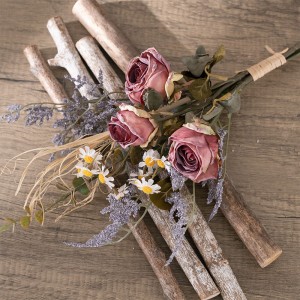 MW57894 Buchete de flori de mătase de trandafiri artificiale de epocă pentru buchete de nuntă, bucătărie, grădină, decorare pentru petreceri