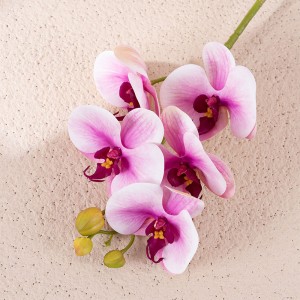 CL09002 Tij atifisyèl Orchid Real Touch Faux Phalaenopsis flè Kay maryaj dekorasyon 26.8 pous wotè 5 gwo flè