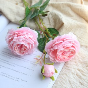 MW51010 Vjenčanje ukras umjetni cvijet prašnjavo ružičaste duge svilene ruže jednostruke stabljike s pupoljcima