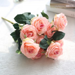 MW23313 ດອກໄມ້ປອມຂາຍສົ່ງຜ້າໄຫມດອກກຸຫລາບ bouquet ປະດັບດອກໄມ້ປອມ