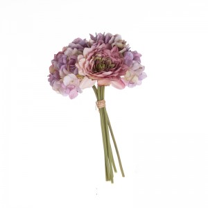 MW52710 ຂາຍສົ່ງ bouquet fabric ທຽມຂອງ 2 dahlias ຂະຫນາດໃຫຍ່ແລະ 3 hydrangea ສໍາລັບເຮືອນພັກ Wedding Decoration