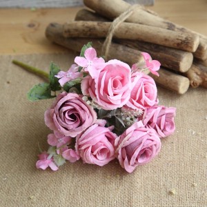 MW55504 शादी के घर की सजावट के लिए गर्म बिक्री कृत्रिम फूल गुलाब के फूल का गुलदस्ता