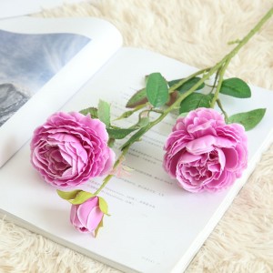 MW51010 Dekorasi Pernikahan Bunga Buatan Dusty Pink Long Silk Roses Batang Tunggal Kanthi Tunas