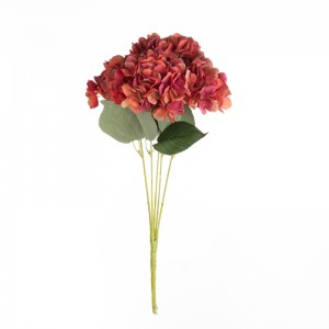 MW52715 High Quality Artificial Fabric Five Flower Head Hydrangea Bunch 18 Colors Available for Wedding Decoration