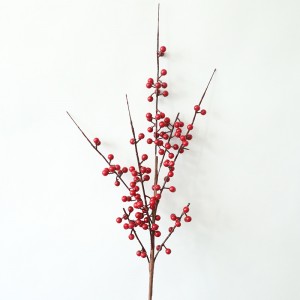 MW09924 Berry Cabang Vas Merah Buatan Berry Batang 62 cm Kanggo Dekorasi Natal