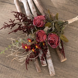MW57894 Vintage ທຽມ Rose Silk ດອກໄມ້ bouquets ສໍາລັບ Wedding Bouquets ເຮືອນເຮືອນຄົວສວນການຕົກແຕ່ງ