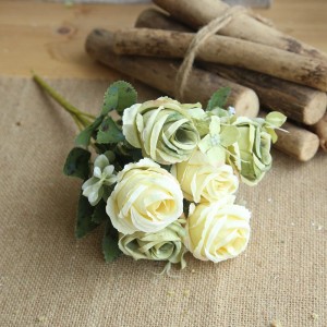 MW55504 Топла распродажба Букет цвеќе од роза од вештачко цвеќе за декорација на свадбен дом