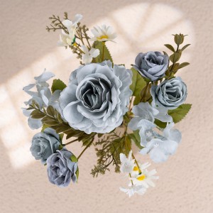 MW55507 Buchet de trandafiri de toamnă, trandafiri de mătase, flori artificiale, pentru petrecerea de nuntă, piesa centrală, decorațiuni pentru suport de flori de plumb.