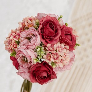 MW83111 भरपर्दो र राम्रो रेशम कपडा दुल्हन गुलदस्ता कृत्रिम गुलाब लोटस हाइड्रेंजिया दुल्हन गुलदस्ता विवाहको लागि फूलहरू समात्ने दुलही