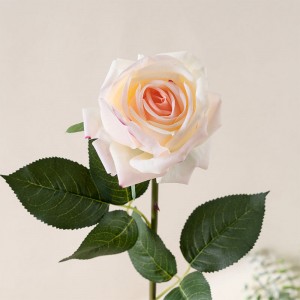 MW60004 ລາຄາທີ່ແຂ່ງຂັນ 53cm Single Stem Hand Made Fabric Moisturizing Real Touch Rose For Wedding Home Decoration Gift