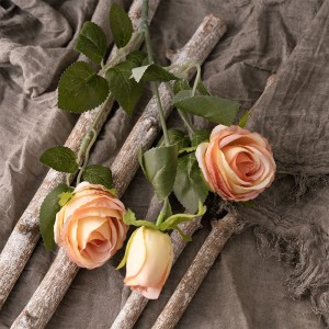MW66009 Umjetni svileni cvijet Proljeće 2 glave 1 pupoljak Grana ruže za uređenje doma za svatove