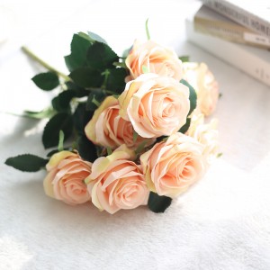 MW23313 Fake Flower Wholesale Silk Rose Maruva Bouquet Inoshongedza Artificial Ruva