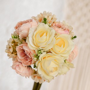 MW83111 Betrouber En Goed Seide Doek Bridal Boeket Keunstmjittich Rose Lotus Hydrangea Bridal Bouquet Bride Holding Blommen foar Wedding