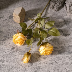 MW66008 Floare de mătase artificială toamnă 2 capete 1 mugur de trandafir ramură pentru bricolaj buchet de nuntă centru de masă decor acasă