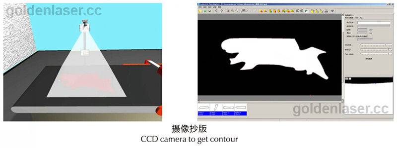 CCD camera to get contour for genuine leather