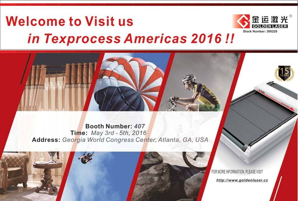 Texprocess Americas 2016을 위한 골든 레이저 초대장