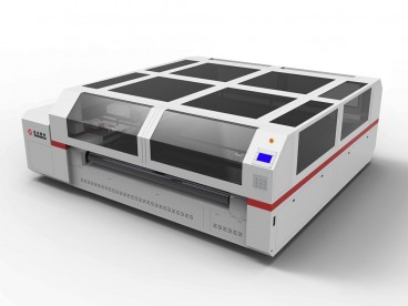 Máquina de corte a laser têxtil com alimentador automático e correia de malha transportadora