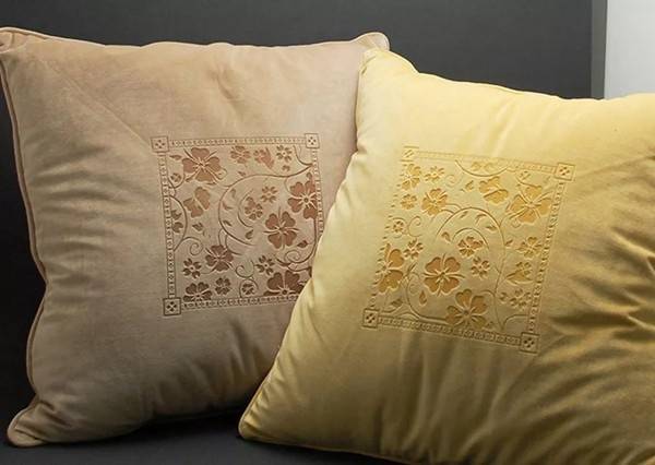 Laser engraving throw pillows, embellishing comfortable living room