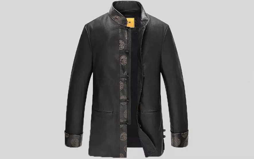 laser marking Chinese style leather jacket