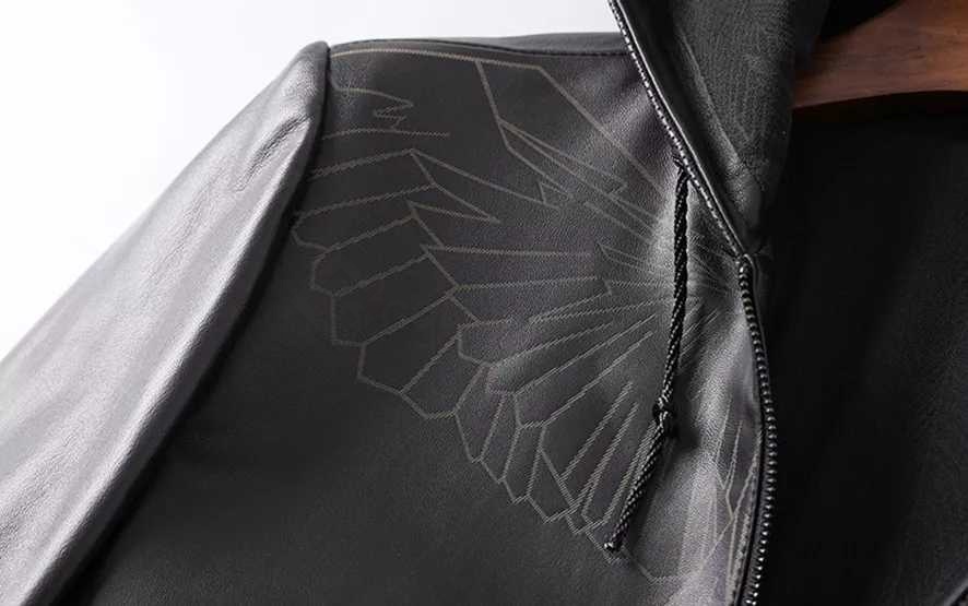 laser marking business style leather jacket