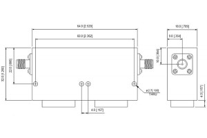 Coaxial Isolator NF සම්බන්ධකය 3100-3300MHz අඩු ඇතුළත් කිරීමේ පාඩුව JX-CI1-2025M2110M-45N